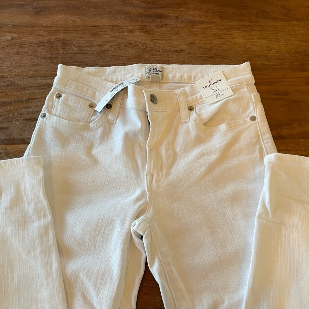 JCrew 8 inch Toothpich white denim jeans - Picture 2 of 8